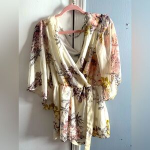 Bailey Blue Floral Wrap Top